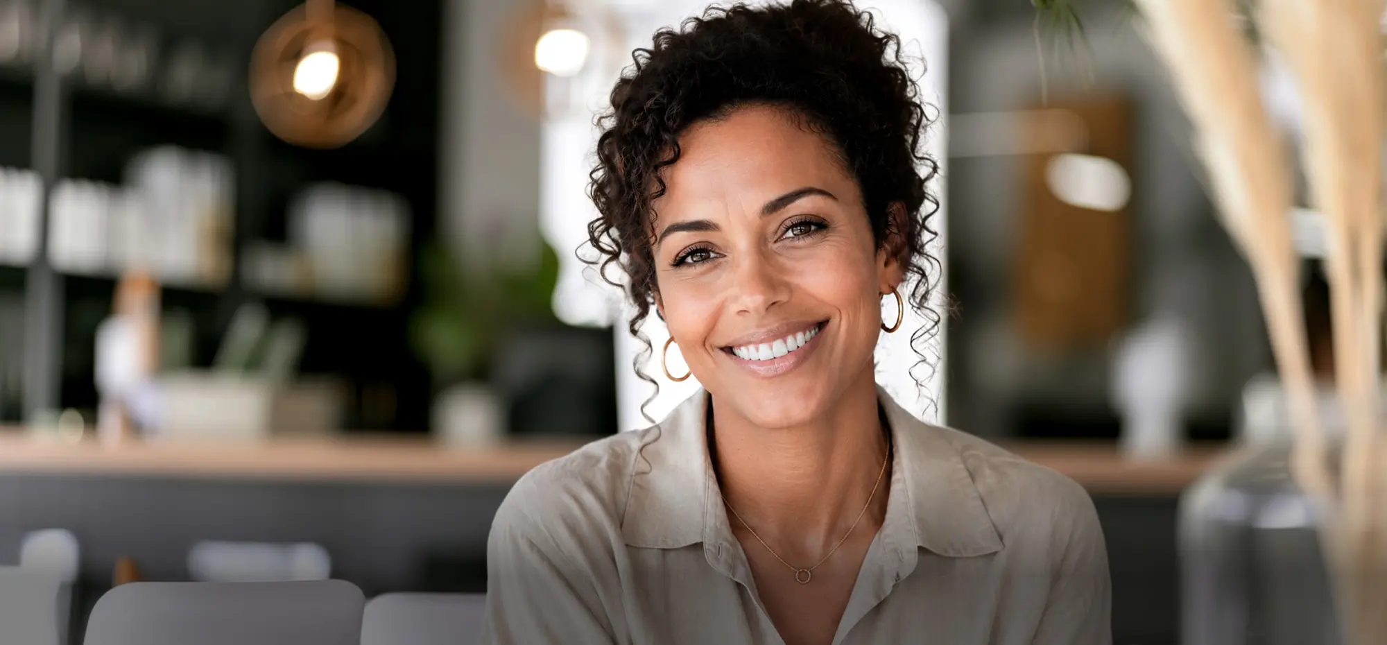 smiling woman with a beautiful open smile