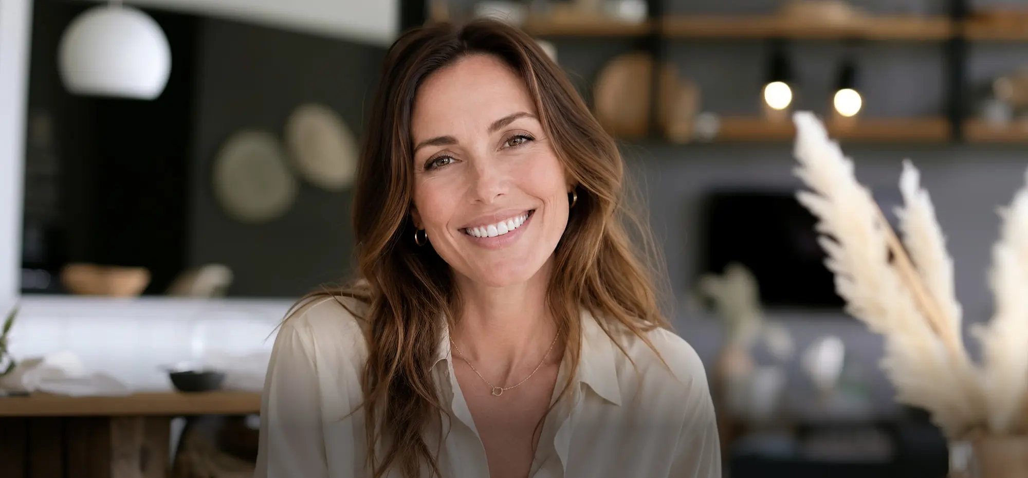 smiling woman with a beautiful open smile