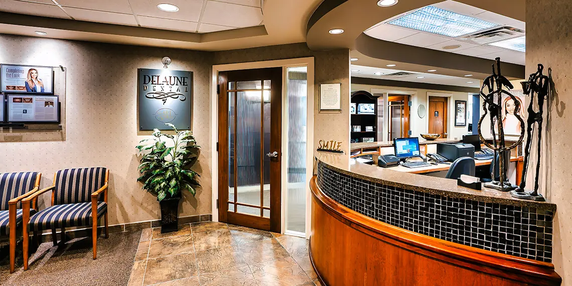 Reception area of Delaune Dental office - different angel