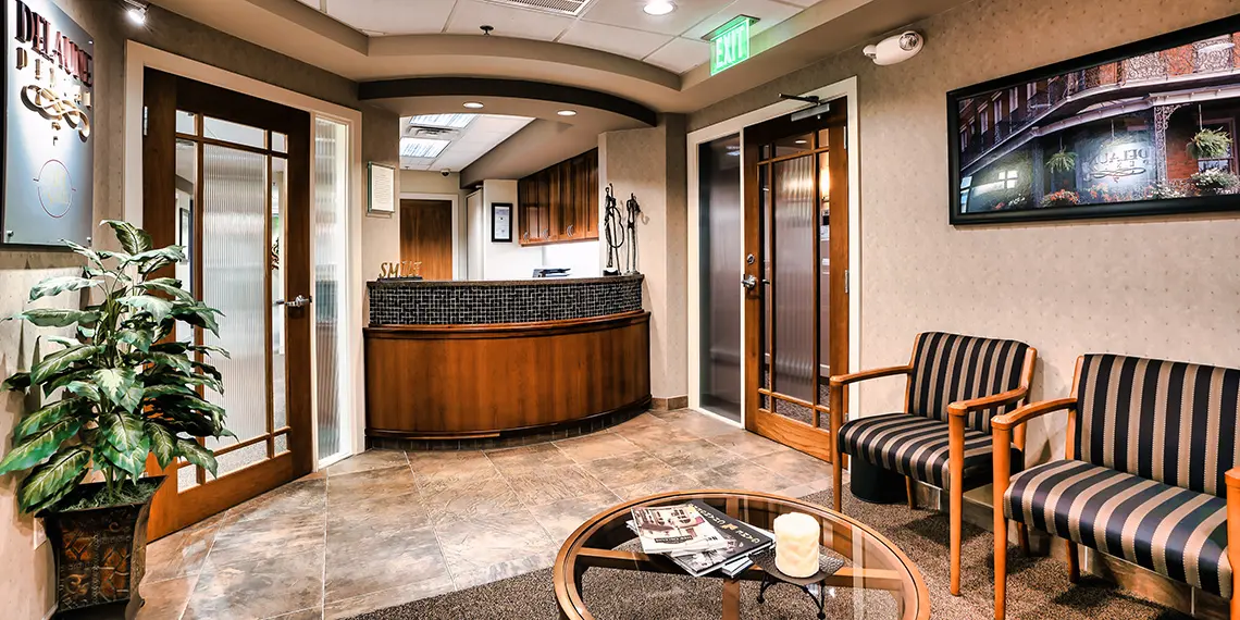 Reception area of Delaune Dental office