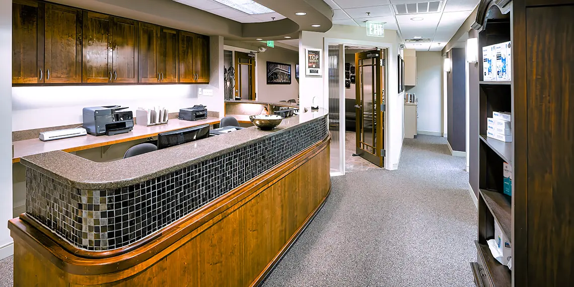 Delaune Dental back receptionist desk