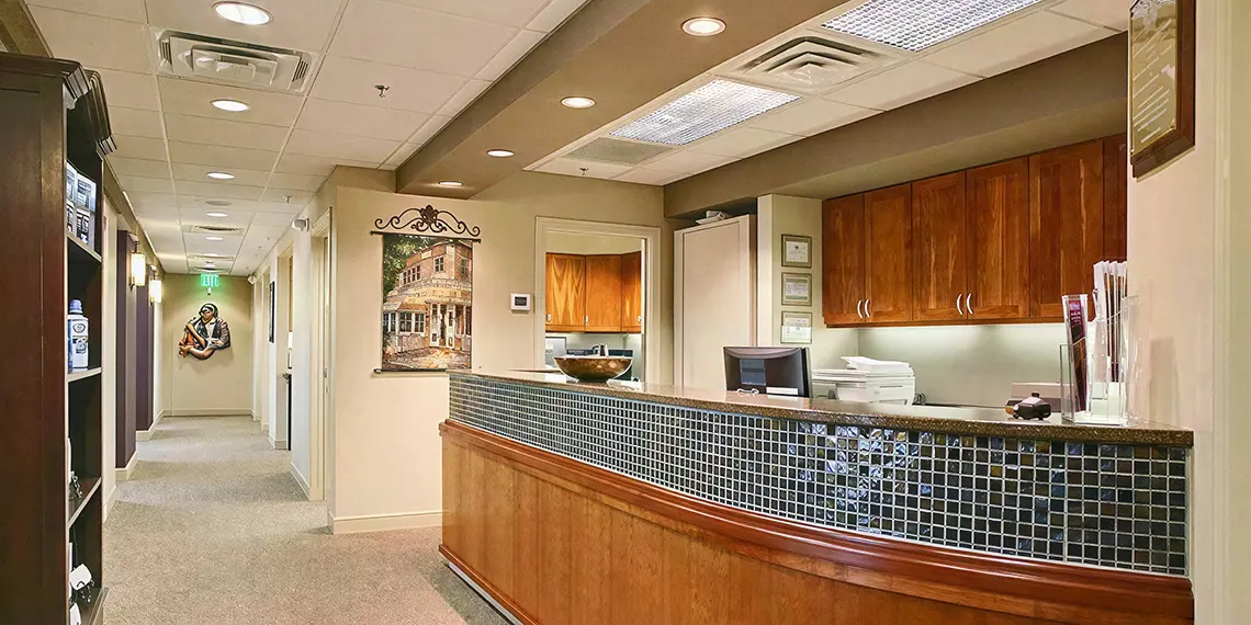 Delaune Dental back receptionist desk