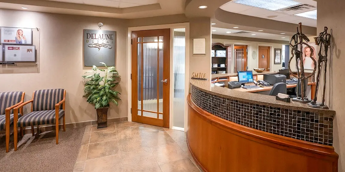 Reception area of Delaune Dental office - different angel