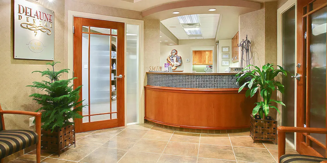 Reception area of Delaune Dental office